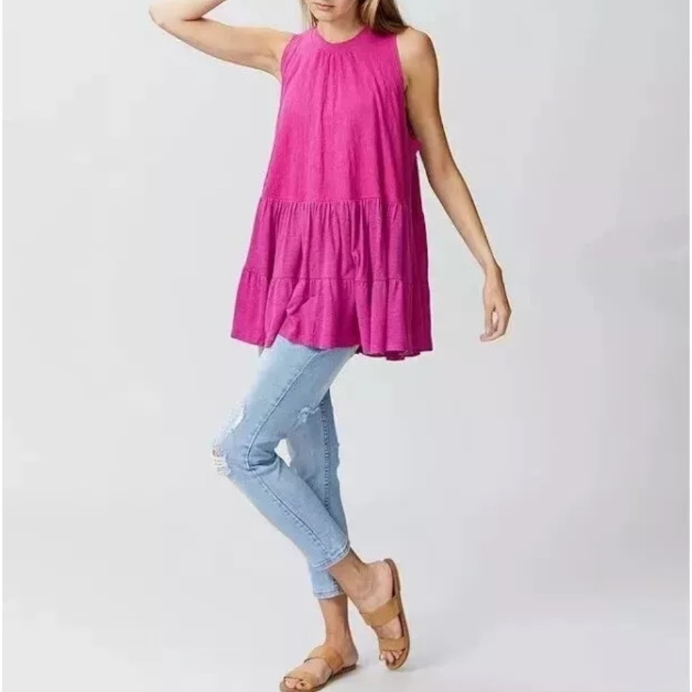 Free People Pink Sleeveless Tunic Top